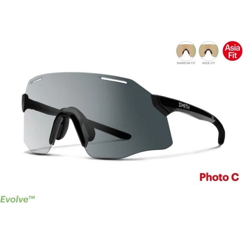SMITH ( スミス ) サングラス VERT AF ( バート アジアンフィット ) ブラック(フォトクロミック TO グレー&クリア)