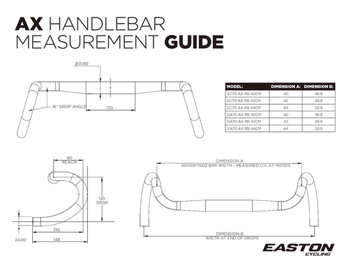 EASTON ( イーストン ) ロードバイク用（ドロップハンドルバー） EA70 AX ロードバー ブラック 31.8 440mm