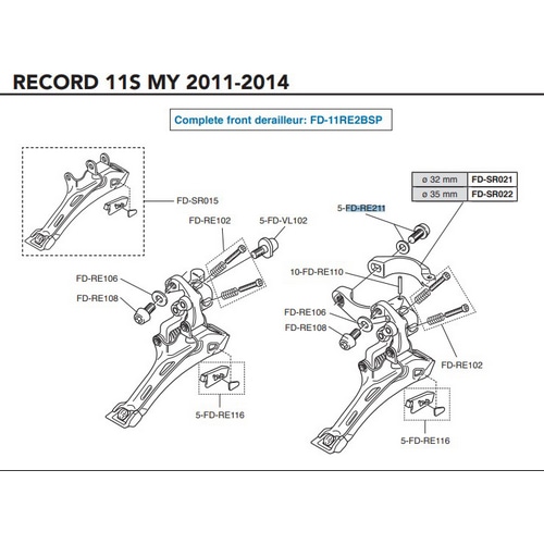 Campagnolo Veloce フロントディレイラー サイズ別バンド式