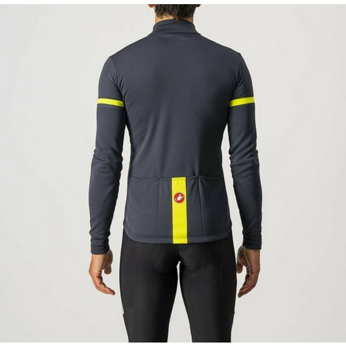 CASTELLI ( カステリ ) 長袖ジャージ 越谷 FONDO 2 JERSEY FZ LS ( フォンド 2 ジャージ FZ ロングスリーブ ) 030ダークグレー/イエローフリュオ L