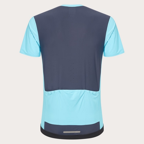 OAKLEY ( オークリー ) 半袖ジャージ POINT TO POINT 1/4 ZIP JERSEY ( ポイント トゥ ポイント クオーター ジップ ジャージ ) ファゾム/ブライトブルー M