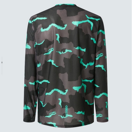 OAKLEY ( オークリー ) 長袖ジャージ RIDE FREE LS JERSEY 【オンライン専売】 ( ライドフリー ロングスリーブジャージ ) カモブラック/ミント/グレー S