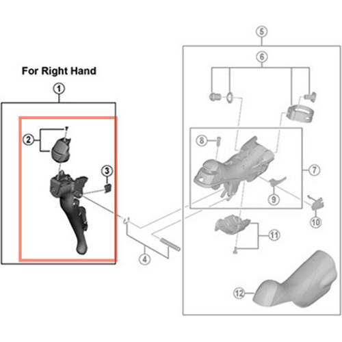 SHIMANO SMALL ( シマノ ) リペアパーツ ST-R2000 メインレバー組立品 右レバー用