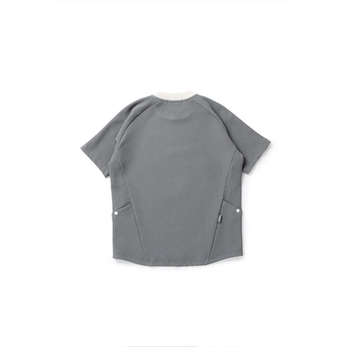 Nari-Furi ( ナリフリ ) Tシャツ・カジュアルウェア マルチワッフルクルーネックTシャツ チャコール M