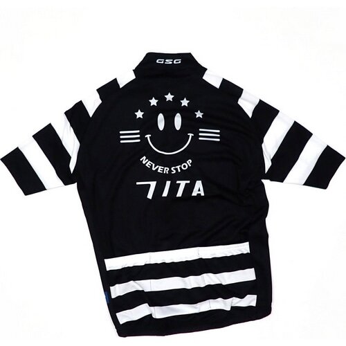 7-ITA ( セブンアイティエー ) 半袖ジャージ STRIPE SMILE JERSEY ( ストライプ スマイル ジャージ ) ブラック S