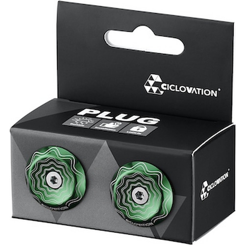 CICLOVATION ( シクロベイション ) バーエンドプラグ VORTEX AL-POWER WAVE LOCK-IN PLUG ( ヴォルテックス アルマイト-パワーウェーブ ロックイン プラグ ) ナチュラルグリーン