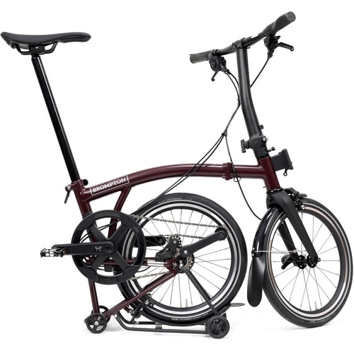 BROMPTON ( ブロンプトン ) 折りたたみ自転車 P LINE MK2 ( Pライン マーク2 ) 4速 LOW ラックあり S4R プラムレッド ( 適正身長145-185cm前後 )