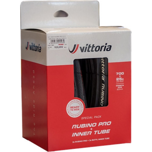 VITTORIA ( ビットリア ) クリンチャータイヤ RUBINO PRO G2.0 TWIN PACK ( ルビノプロ ツインパック ) オール ブラック 700x28c (28-622) チューブ(700x20/28C 60mmバルブ) x2個セット