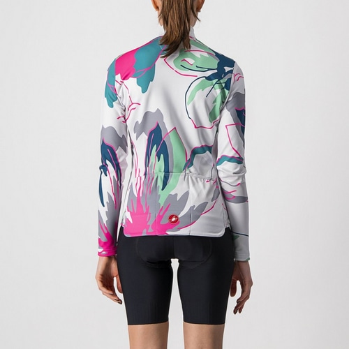 CASTELLI ( カステリ ) 長袖ジャージ UNLIMITED W THERMAL JERSEY ( アンリミテッド W サーマル ジャージ ) 870 シルバーグレー/ティールブルーフラワー XL レディース