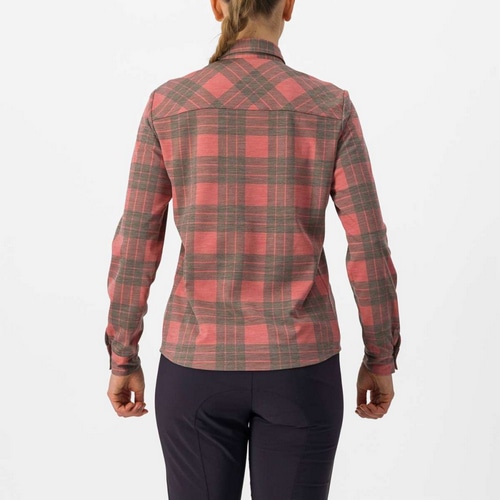 CASTELLI ( カステリ ) Tシャツ・カジュアルウェア UNLIMITED FLANNEL W SHIRT ( アンリミテッド フランネル ウィメンズ シャツ ) 654 ミネラル レッド / ターマック S