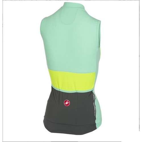 CASTELLI ( カステリ ) 半袖ジャージ ノースリーブ PROTAGONISTA S/L ( プロタゴニスタ スリーブレス ) パステルミント/イエロー/グレー S レディース