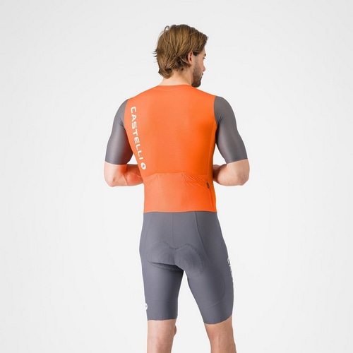 CASTELLI ( �J�X�e�� ) �����s�[�X�W���[�W SATURDAY MORNING SKINSUIT ( �T�^�f�[ ���[�j���O �X�L���X�[�c ) �u�����A���g�I�����W/�r�r�b�h�I�����W M