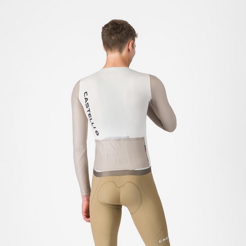 CASTELLI ( カステリ ) 長袖ジャージ CORRETTO LS JERSEY ( コレット ロングスリーブジャージ ) アイボリー/シルバームーン-ディープグリーン S