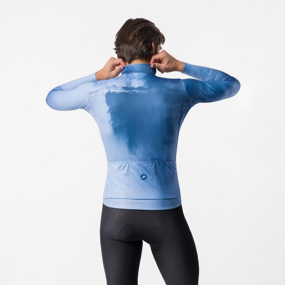 CASTELLI ( カステリ ) 長袖ジャージ NEBULA THERMAL LS JERSEY ( ネビュラ サーマル LS ジャージ ) メタリックブルー/スティールフェード M