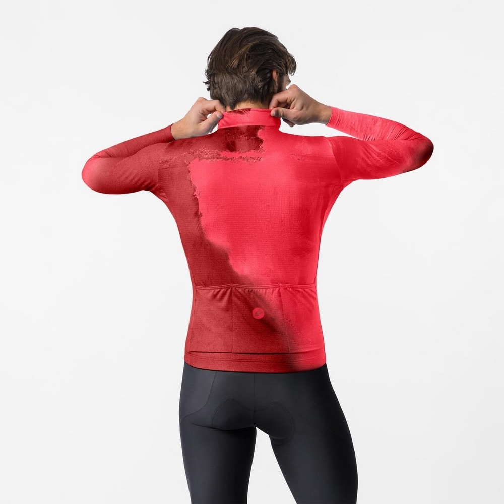 CASTELLI ( カステリ ) 長袖ジャージ NEBULA THERMAL LS JERSEY ( ネビュラ サーマル LS ジャージ ) ガーネット/ハイビスカス M
