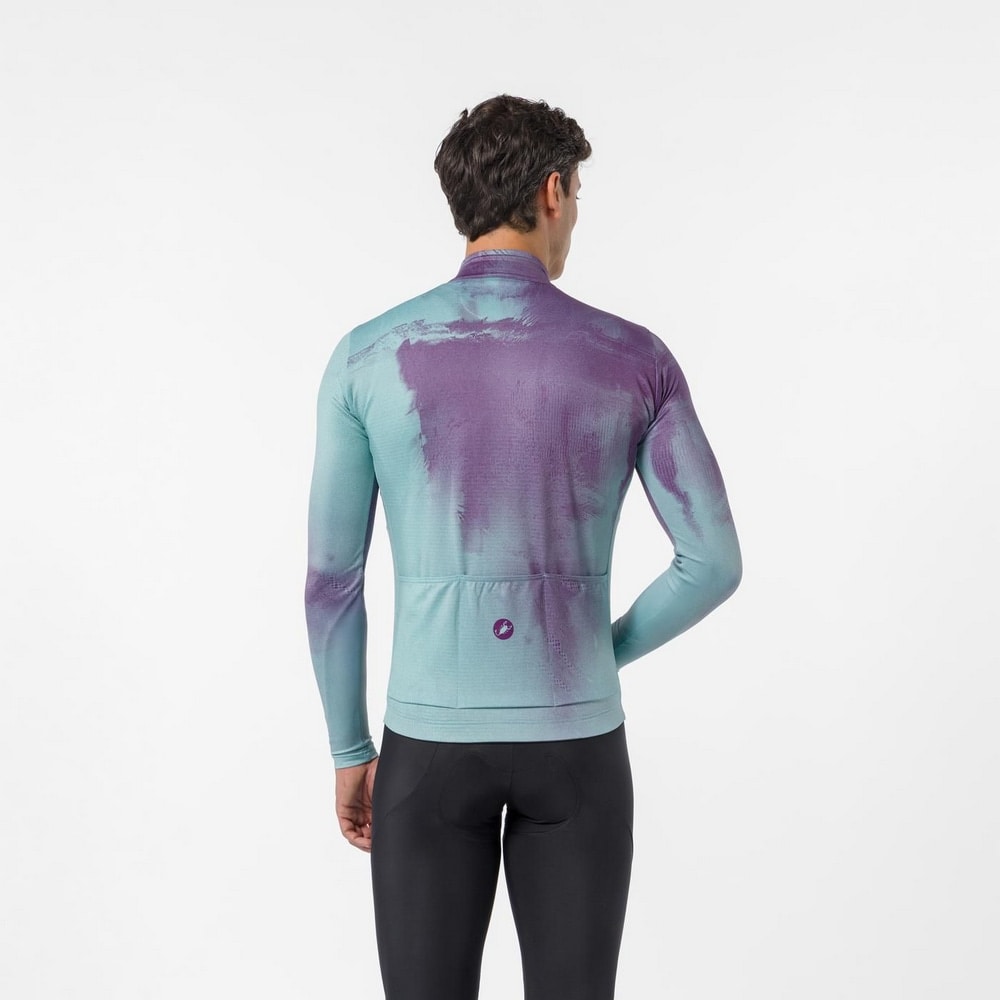 CASTELLI ( カステリ ) 長袖ジャージ NEBULA THERMAL LS JERSEY ( ネビュラ サーマル LS ジャージ ) ディープパープル/プールブルー M