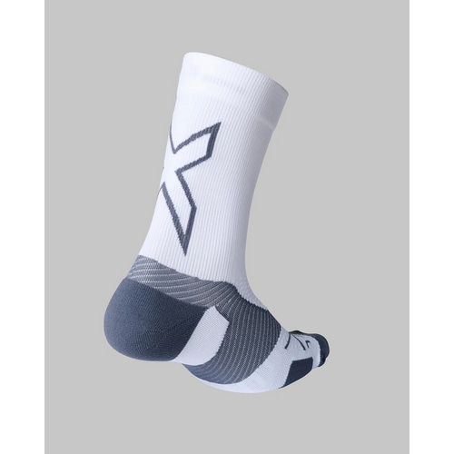 2XU ( ツータイムズユー ) ソックス VECTR LIGHT CUSHION CREW SOCK ( ヴェクター ライトクッション クルーソックス ) ホワイト/グレー M