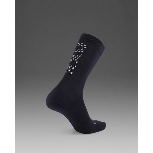 2XU ( ツータイムズユー ) ソックス VECTR REFLECTIVE CREW SOCK ( ヴェクター リフレクティブ クルーソックス ) ブラック/シルバーリフレクティブ M