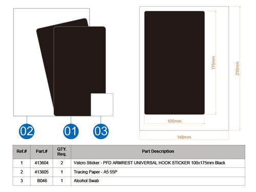 PROFILE DESIGN ( vt@C fUC ) GAo[(pbh) UNIVERSAL ARMREST HOOK STICKER
