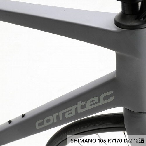 CORRATEC ( コラテック ) ロードバイク R.T.CARBON ( RT カーボン ) 105 Di2 R7170 / WH-RS171 + ITM CH1R ワンピースカーボンハンドルステム マットグレー/ライトグレー 53 (身長目安170cm前後)