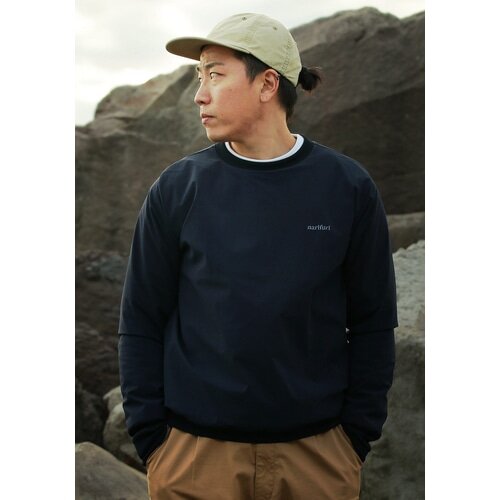 Nari-Furi ( ナリフリ ) Tシャツ・カジュアルウェア バックメッシュウォームスプリットラグランプルオーバー ネイビー M