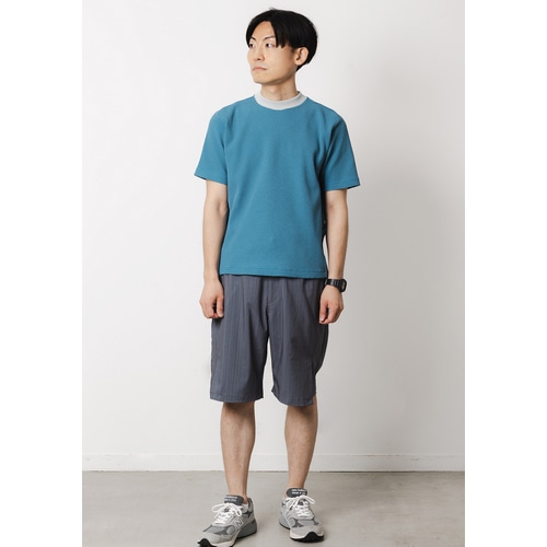 Nari-Furi ( ナリフリ ) Tシャツ・カジュアルウェア マルチワッフルクルーネックTシャツ ターコイズ M