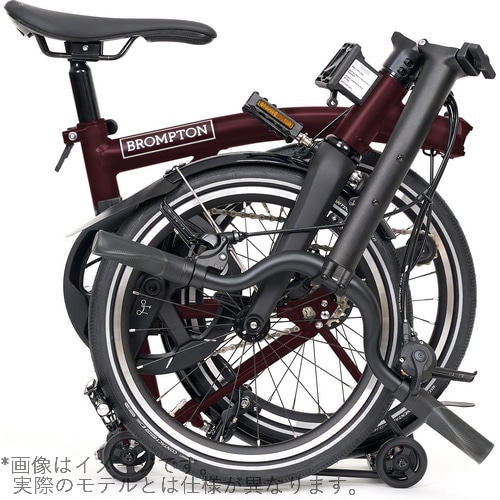 BROMPTON ( ブロンプトン ) 折りたたみ自転車 P LINE MK2 ( Pライン マーク2 ) 4速 LOW ラックあり S4R プラムレッド ( 適正身長145-185cm前後 )