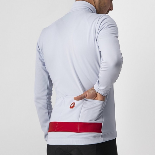 CASTELLI ( カステリ ) 長袖ジャージ PURO 3 JERSEY FZ ( プーロ 3 ジャージ フルジップ ) 870 シルバーグレー/レッドリフレクス L