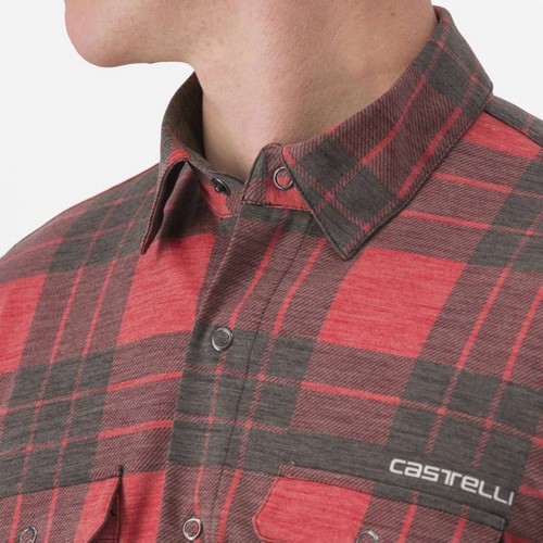 CASTELLI ( カステリ ) Tシャツ・カジュアルウェア UNLIMITED FLANNEL SHIRT ( アンリミテッド フランネルシャツ ) ポンペイアンレッド/ブラック XS