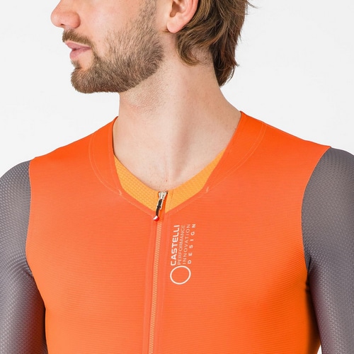 CASTELLI ( �J�X�e�� ) �����s�[�X�W���[�W SATURDAY MORNING SKINSUIT ( �T�^�f�[ ���[�j���O �X�L���X�[�c ) �u�����A���g�I�����W/�r�r�b�h�I�����W M