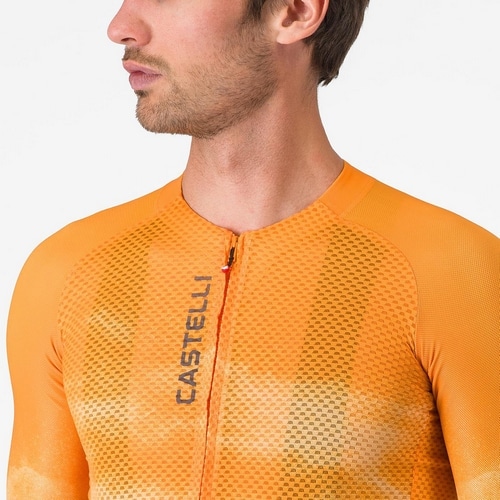 CASTELLI ( カステリ ) 半袖ジャージ CLIMBER'S A/C JERSEY ( クライマーズ A/C ジャージ ) ビビッドオレンジ/スモーキーグレー M