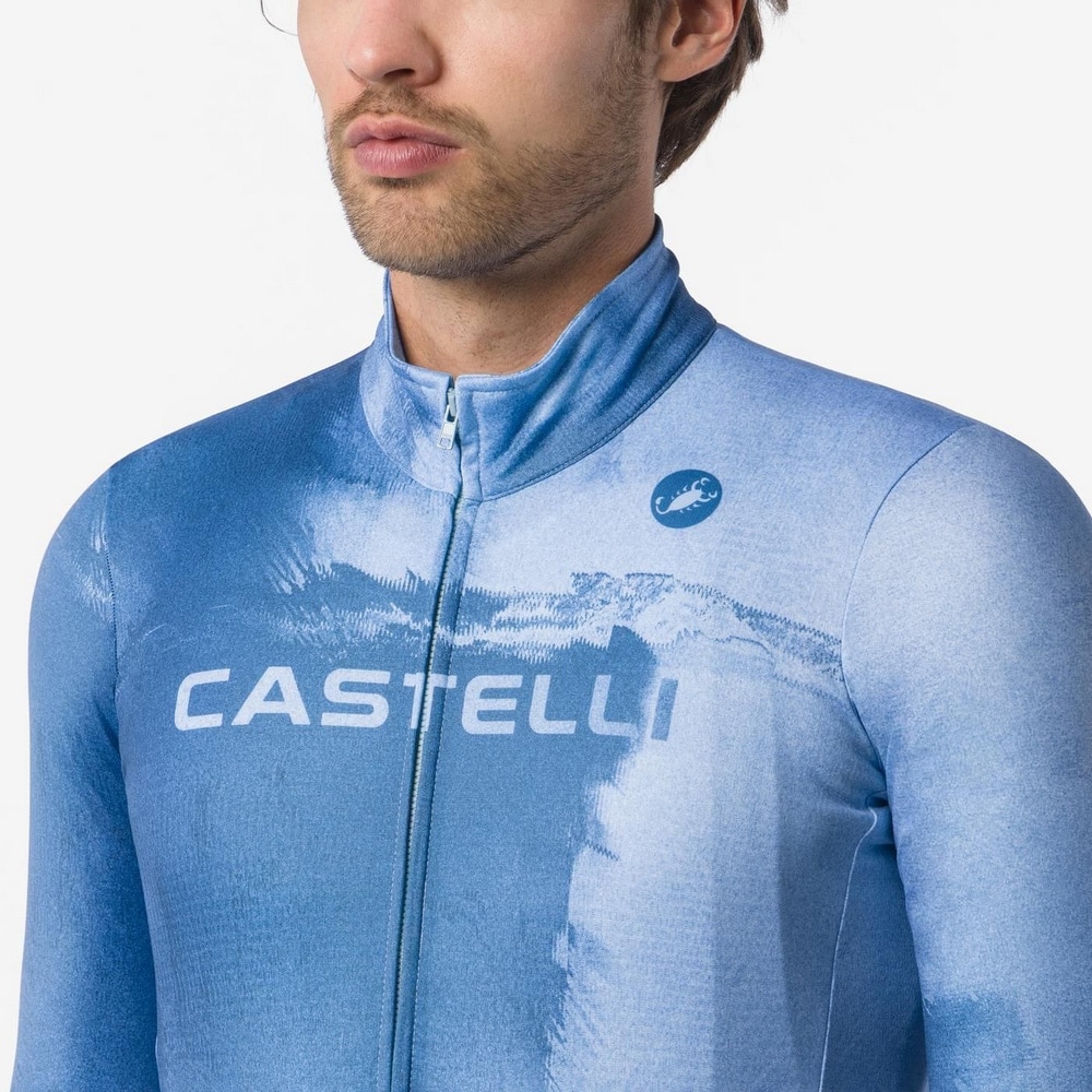 CASTELLI ( カステリ ) 長袖ジャージ NEBULA THERMAL LS JERSEY ( ネビュラ サーマル LS ジャージ ) メタリックブルー/スティールフェード M