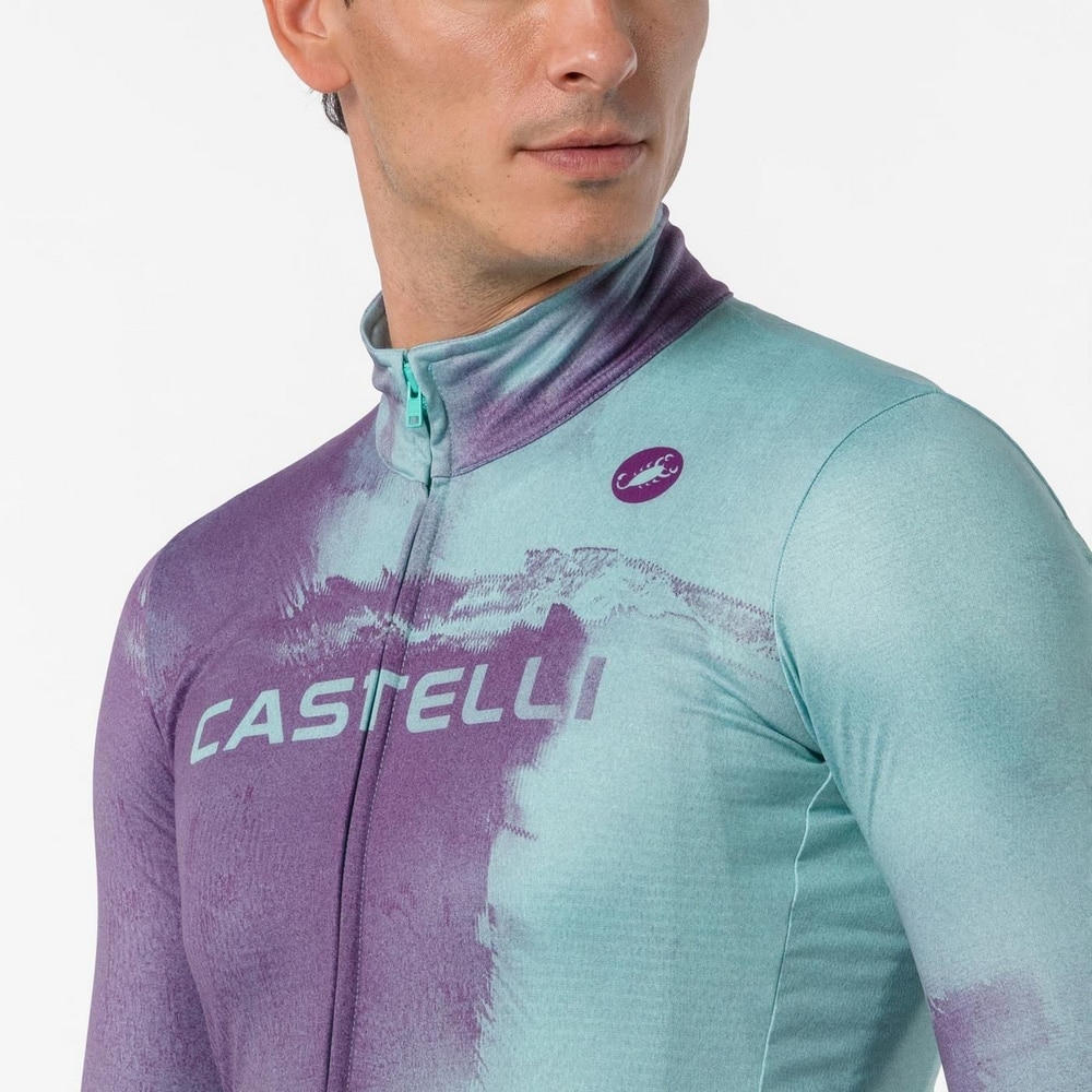 CASTELLI ( カステリ ) 長袖ジャージ NEBULA THERMAL LS JERSEY ( ネビュラ サーマル LS ジャージ ) ディープパープル/プールブルー M