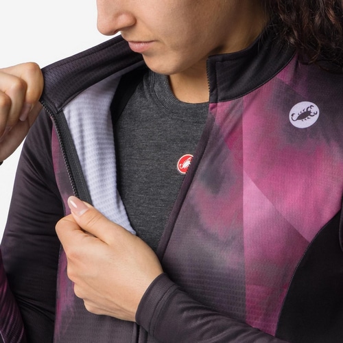 CASTELLI ( カステリ ) 長袖ジャージ PRISMATIC THERMAL LS JERSEY ( プリズマティック サーマル ロングスリーブジャージ ) ブラック/ディープボルドー S レディース