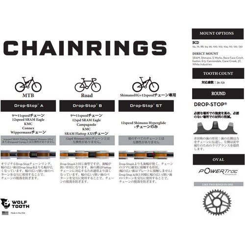 WOLFTOOTH ( EtgD[X ) `F[O ELLIPTICAL 110 BCD 4 BOLT CHAINRING FOR SHIMANO GRX 42T