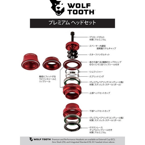 WOLFTOOTH ( ウルフトゥース ) ヘッドパーツ UPPER HEADSET ( アッパー ヘッドセット ) ブラック 16MMスタック EC34/28.6