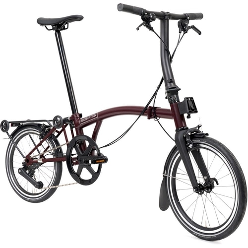 BROMPTON ( ブロンプトン ) 折りたたみ自転車 P LINE MK2 ( Pライン マーク2 ) 4速 LOW ラックあり S4R プラムレッド ( 適正身長145-185cm前後 )