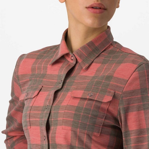 CASTELLI ( カステリ ) Tシャツ・カジュアルウェア UNLIMITED FLANNEL W SHIRT ( アンリミテッド フランネル ウィメンズ シャツ ) 654 ミネラル レッド / ターマック S