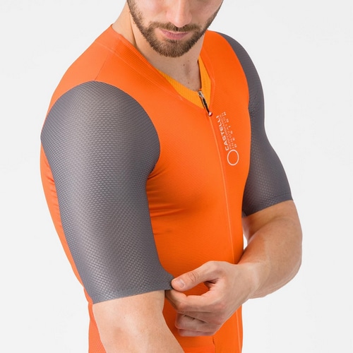 CASTELLI ( �J�X�e�� ) �����s�[�X�W���[�W SATURDAY MORNING SKINSUIT ( �T�^�f�[ ���[�j���O �X�L���X�[�c ) �u�����A���g�I�����W/�r�r�b�h�I�����W M
