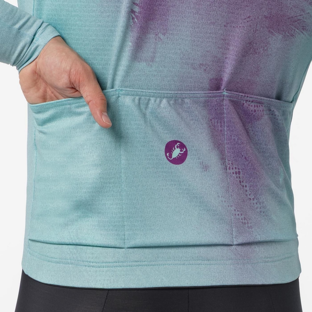 CASTELLI ( カステリ ) 長袖ジャージ NEBULA THERMAL LS JERSEY ( ネビュラ サーマル LS ジャージ ) ディープパープル/プールブルー M