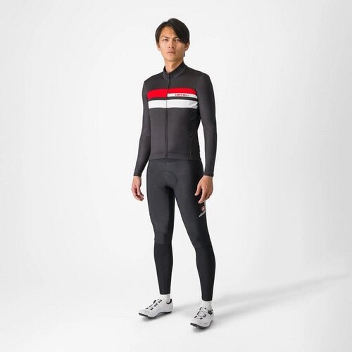 Castelli サイクルジャージ Mサイズ グレー/ブラック/レッド CASTELLI ( カステリ ) 長袖ジャージ LINEARE JSY