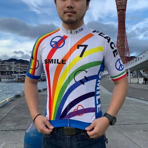 7-ITA ( セブンアイティエー ) 半袖ジャージ RAINBOW SMILE JERSEY ( レインボー スマイル ジャージ ) オフホワイト M