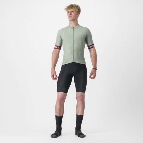 CASTELLI ( カステリ ) 半袖ジャージ ENTRATA VI JERSEY ( エントラータ VI ジャージ ) DEFENDER GREEN / BORDEAUX - SILVER GRAY ( ディフェンダーグリーン / ボルドー - シルバーグレー ) XS