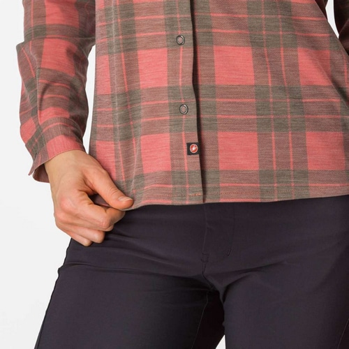 CASTELLI ( カステリ ) Tシャツ・カジュアルウェア UNLIMITED FLANNEL W SHIRT ( アンリミテッド フランネル ウィメンズ シャツ ) 654 ミネラル レッド / ターマック S