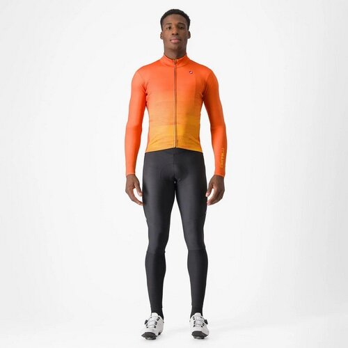CASTELLI ( カステリ ) 長袖ジャージ UNLIMITED THERMAL JERSEY ( アンリミテッド サーマル ジャージ ) オレンジラスト/ゴールデンロッド M