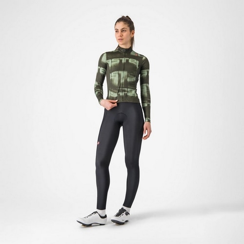 CASTELLI ( カステリ ) 長袖ジャージ BLUR THERMAL JERSEY ( ブルー サーマル ジャージ ) 309 ディープグリーン / グリーンペッパー S レディース