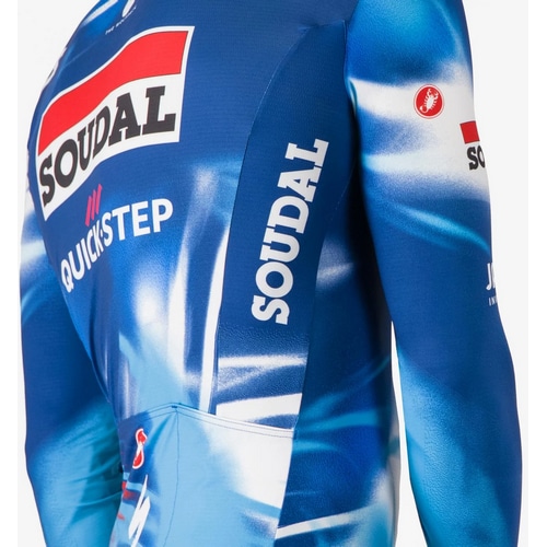 CASTELLI ( カステリ ) 長袖ジャージ PRO THERMAL MID LS JERSEY ( プロ サーマル ミッド ロングスリーブジャージ ) ブルー/レッド ( クイックステップ ) XS