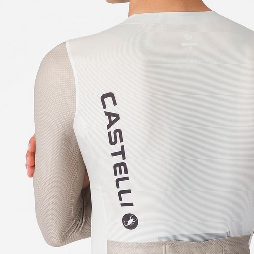 CASTELLI ( カステリ ) 長袖ジャージ CORRETTO LS JERSEY ( コレット ロングスリーブジャージ ) アイボリー/シルバームーン-ディープグリーン S