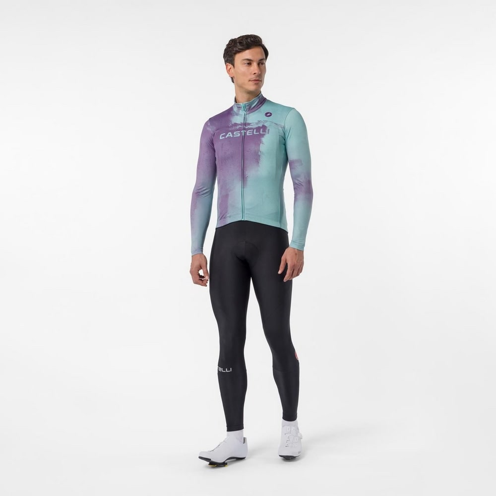 CASTELLI ( カステリ ) 長袖ジャージ NEBULA THERMAL LS JERSEY ( ネビュラ サーマル LS ジャージ ) ディープパープル/プールブルー M