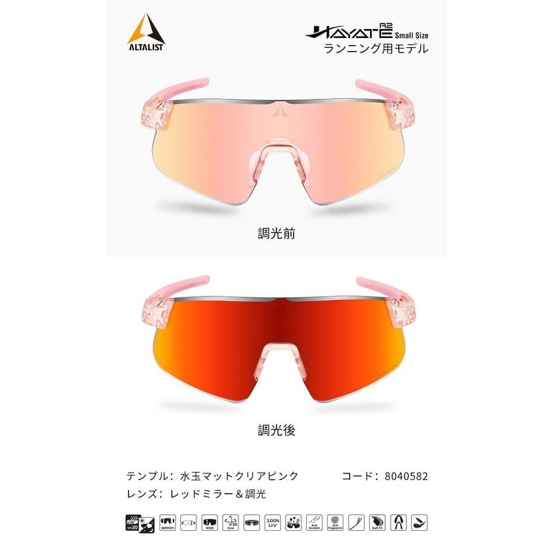ALTALIST ( アルタリスト ) サングラス HAYATE R2 SMALL SIZE ( ハヤテ アールツー スモール サイズ ) ポルカドットマットクリアピンク ( レッドミラー/VIV20調光 )